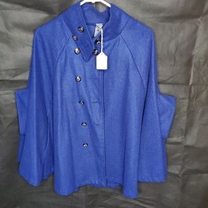 Royal Blue Poncho Coat